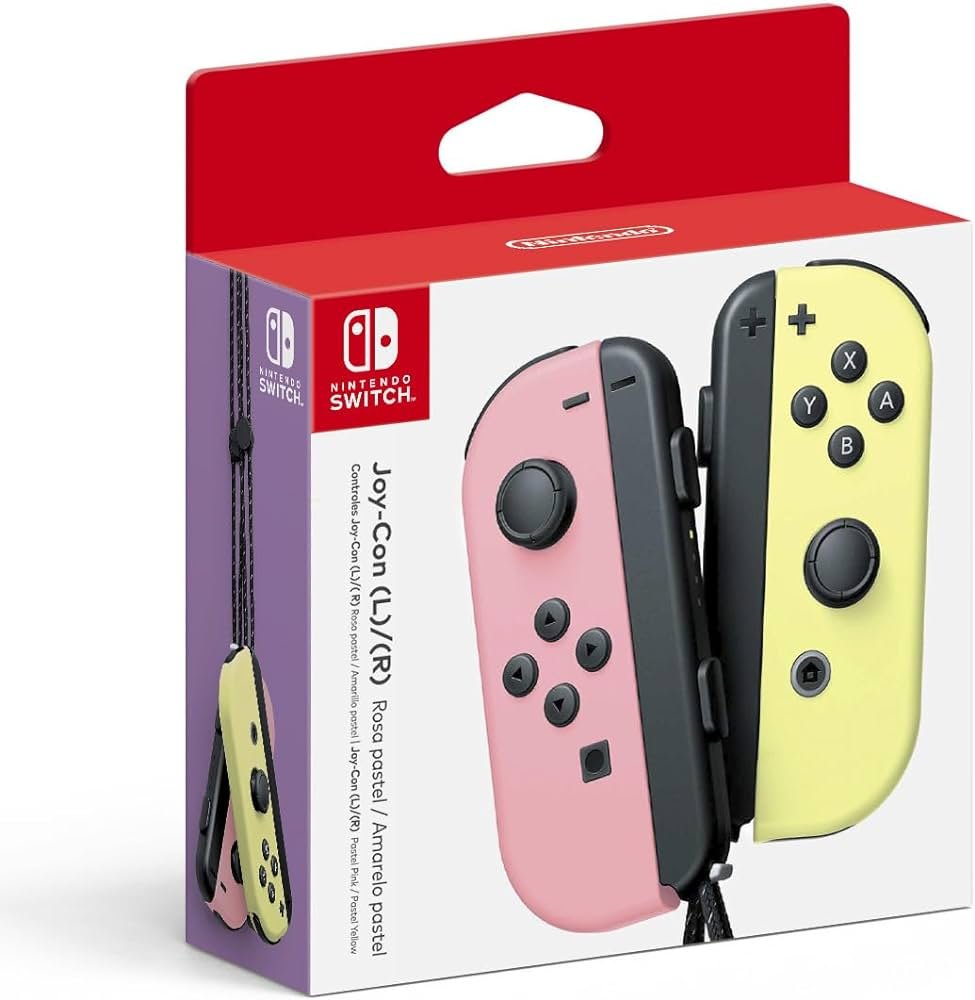 Controle Joy Con Rosa Pastel/Amarelo Pastel