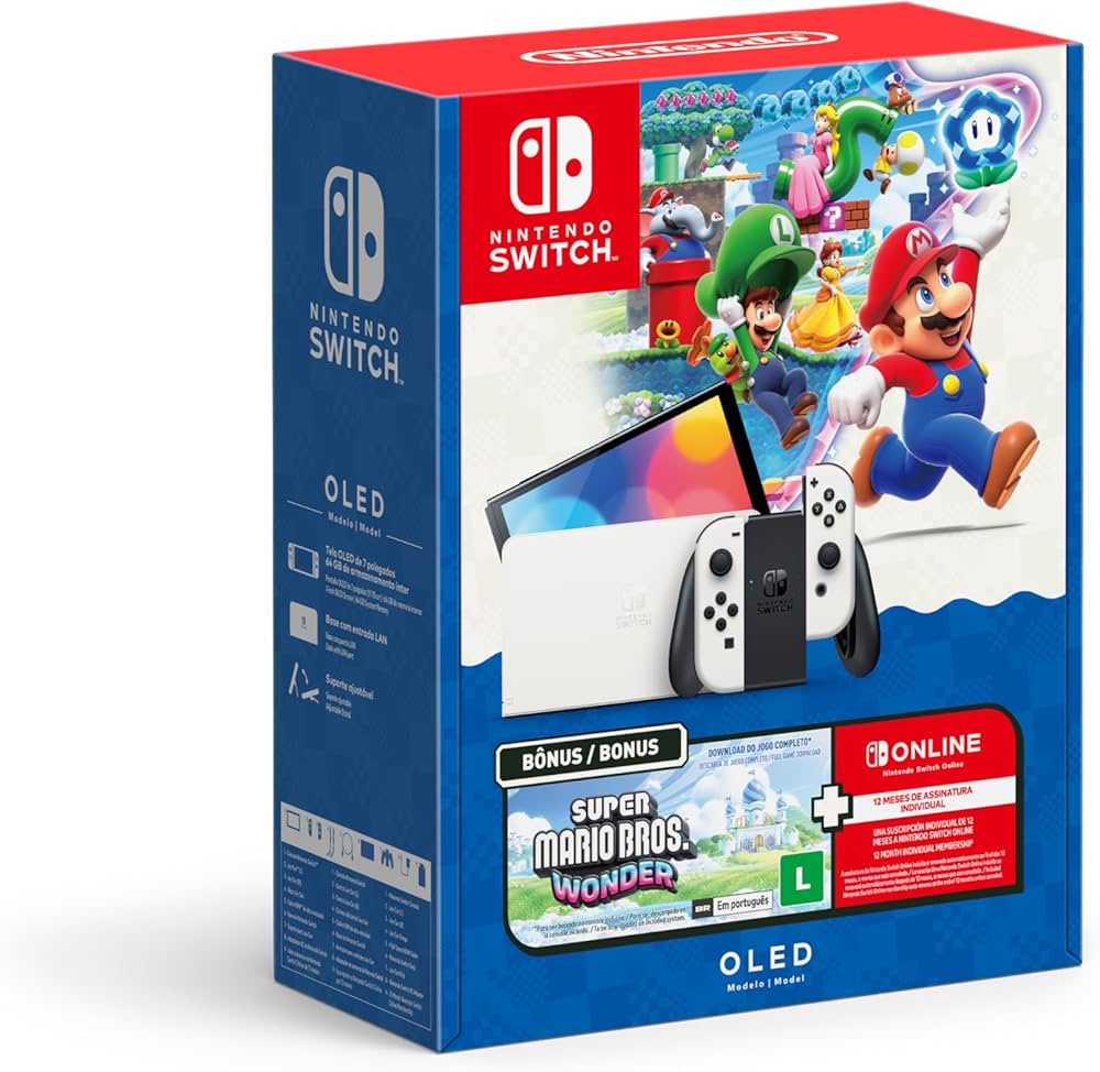 Nintendo Switch OLED + Super Mario Bros Wonder DESBLOQUEADO